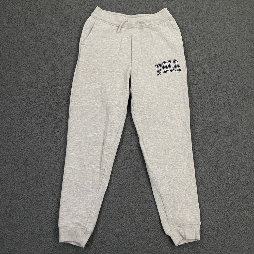 Polo Ralph Lauren Joggers Kids Medium 10-12 Gray Logo Athletic Sweatpants Fleece